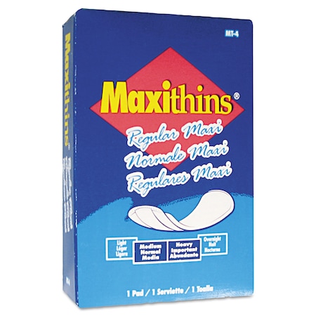 Hospeco Maxithins Vended Sanitary Napkins No 4, Maxi, Individually Boxed Napkins, PK100 PK MT4FS